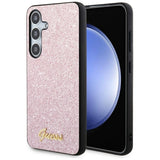 Guess Glitter Script Case til Samsung Galaxy S24 - Pink