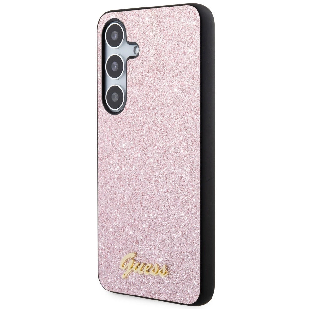 Guess Glitter Script Case til Samsung Galaxy S24 - Pink