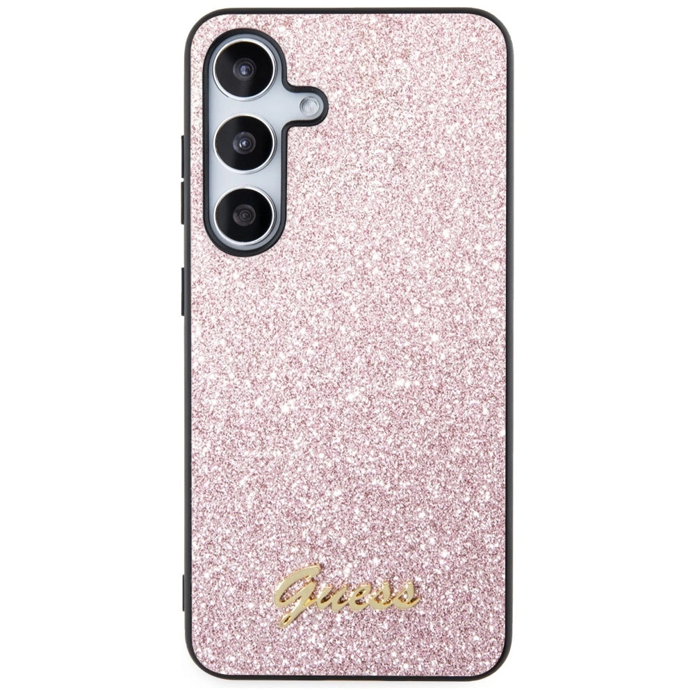 Guess Glitter Script Case til Samsung Galaxy S24 - Pink