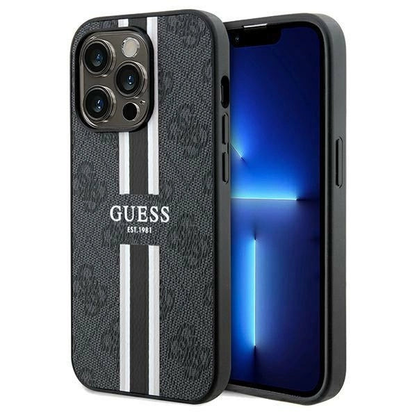 Guess 4G Printed Stripes MagSafe case til iPhone 15 Pro Max - sort