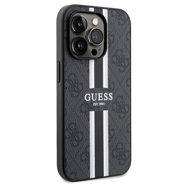 Guess 4G Printed Stripes MagSafe case til iPhone 15 Pro Max - sort