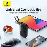 Baseus Qpow Pro+ 10000mAh 22.5W powerbank med indbygget USB-C kabel og display - sort
