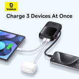 Baseus Qpow Pro+ 10000mAh 22.5W powerbank med indbygget USB-C kabel og display - sort