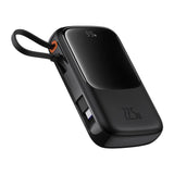 Baseus Qpow Pro+ 10000mAh 22.5W powerbank med indbygget USB-C kabel og display - sort