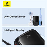 Baseus Qpow Pro+ 10000mAh 22.5W powerbank med indbygget USB-C kabel og display - sort