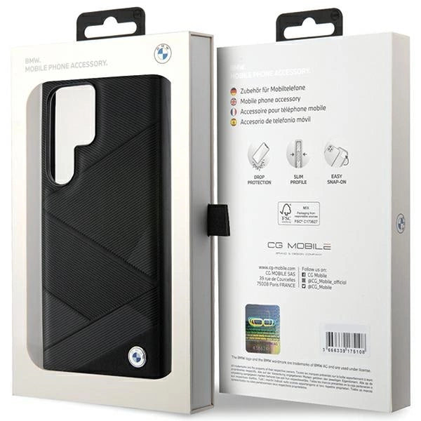BMW BMHCS24L23RCGPK S24 Ultra S928 sort/sort hardcase Signature læder Crossing Lines mønster