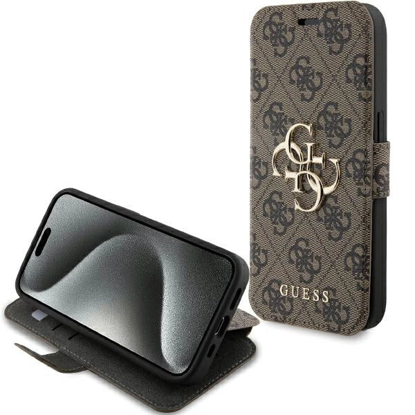 Guess 4G Metal Logo-hylster til iPhone 15 Pro - brun