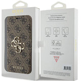 Guess 4G Metal Logo-hylster til iPhone 15 Pro - brun