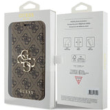 Guess 4G Metal Logo-hylster til iPhone 15 Pro Max - brun