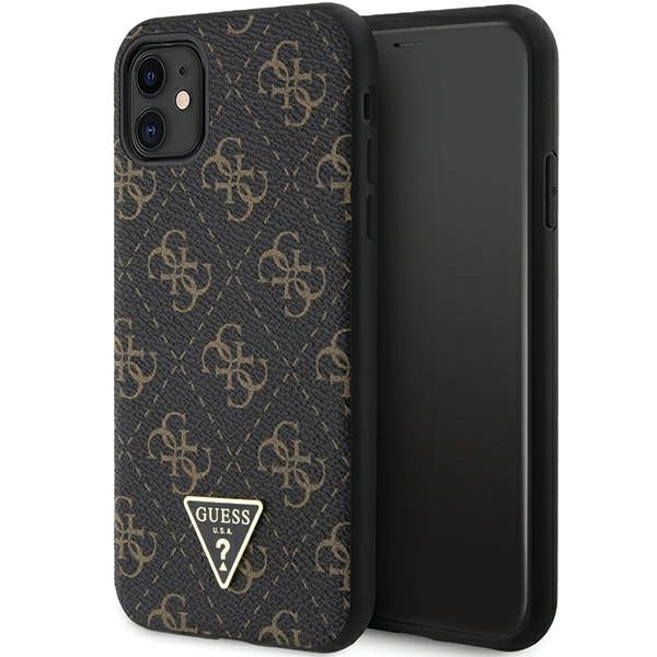 Guess 4G Triangle Metal Logo-hylster til iPhone 11 / XR - sort