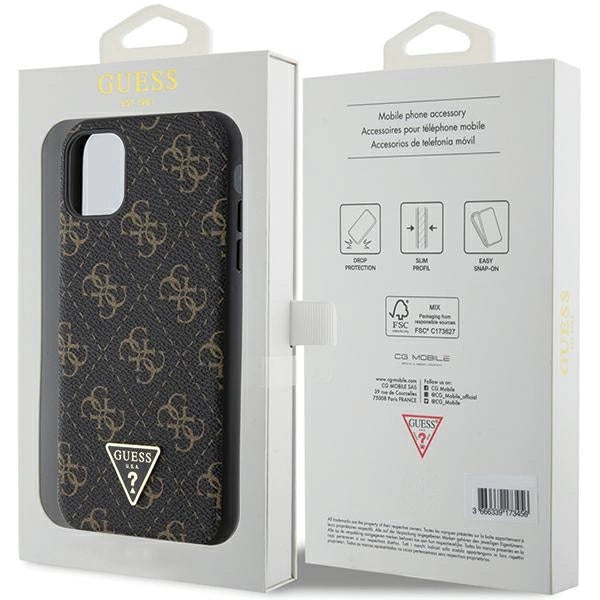 Guess 4G Triangle Metal Logo-hylster til iPhone 11 / XR - sort