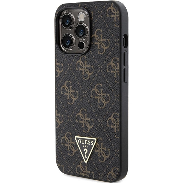 Guess 4G Triangle Metal Logo-hylster til iPhone 14 Pro - sort