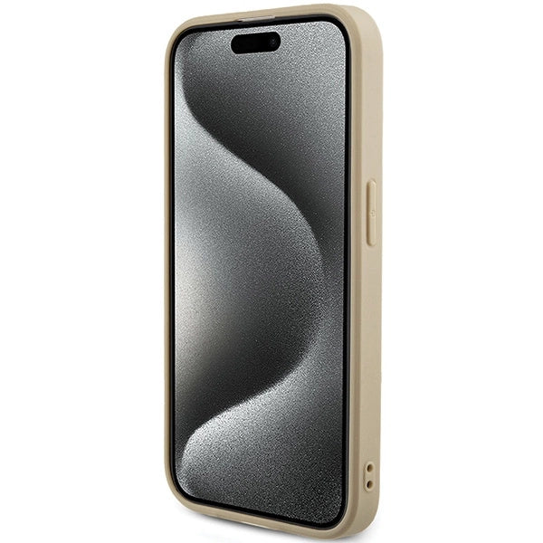 Guess Saffiano Iridescent Script-hylster til iPhone 14 Pro Max - guld