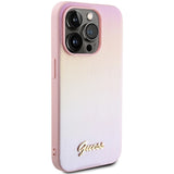 Guess Saffiano Iridescent Script Case til iPhone 14 Pro Max - pink