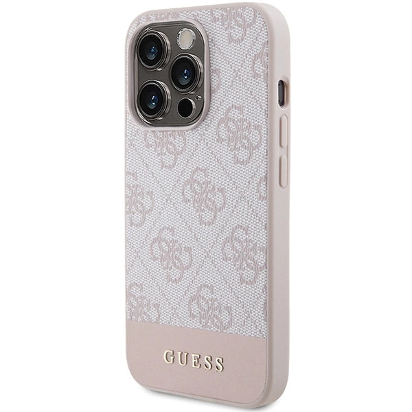 Guess 4G Stripe Collection-hylster til iPhone 15 Pro - pink