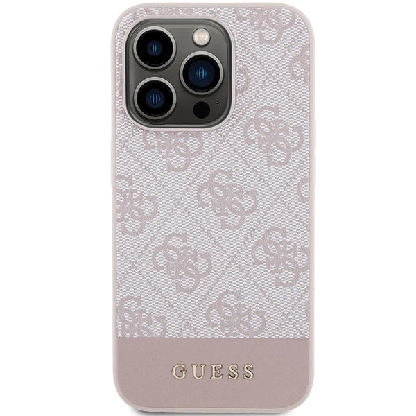 Guess 4G Stripe Collection-hylster til iPhone 15 Pro - pink