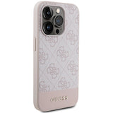 Guess 4G Stripe Collection-hylster til iPhone 15 Pro - pink