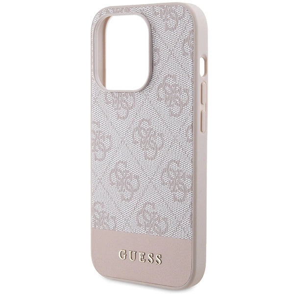 Guess 4G Stripe Collection-hylster til iPhone 15 Pro - pink