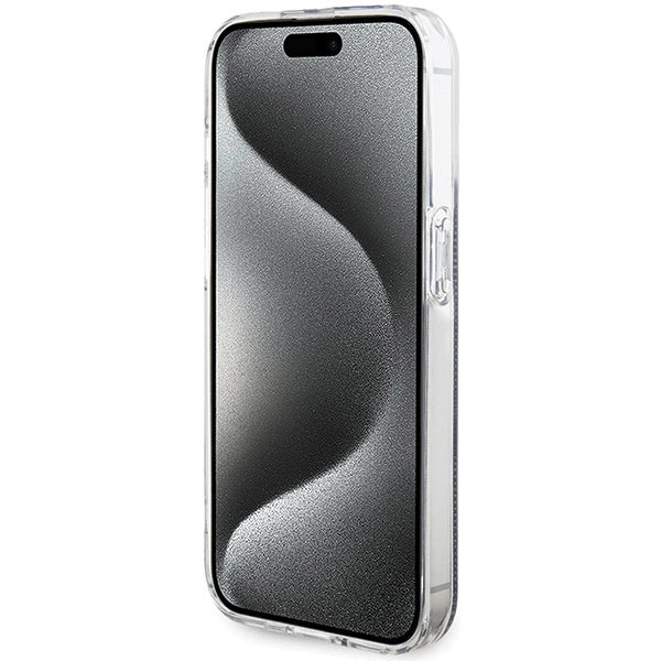 Guess IML 4G Gold Stripe-fodral til iPhone 15 Pro - sort