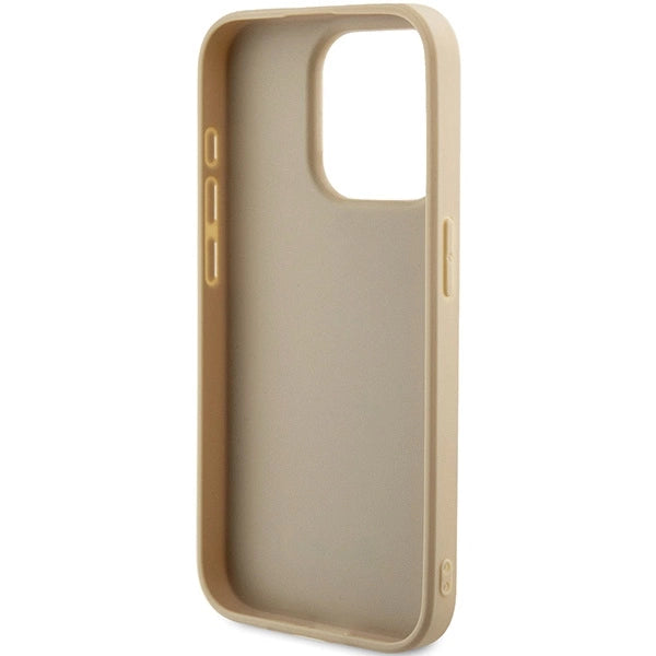 Guess Saffiano Iridescent Script-hylster til iPhone 15 Pro - guld