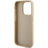 Guess Saffiano Iridescent Script-hylster til iPhone 15 Pro - guld