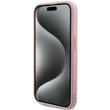 Guess Saffiano Iridescent Script-hylster til iPhone 15 Pro - pink