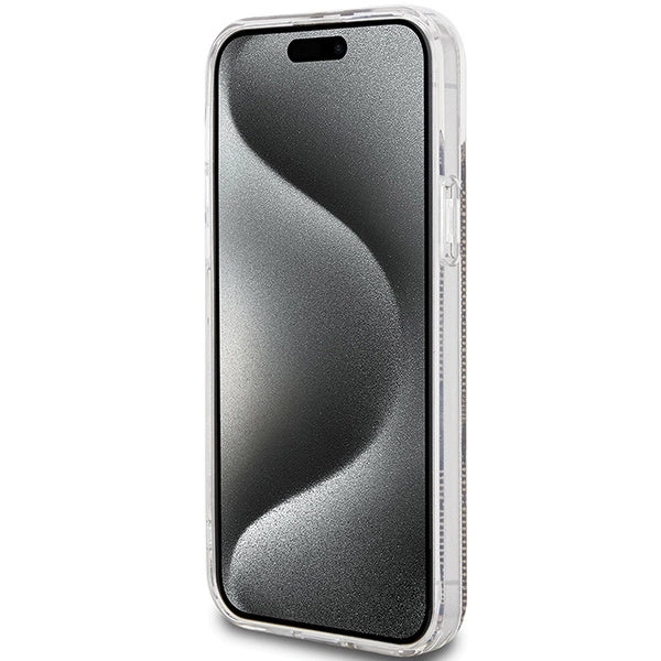 Guess IML 4G Gold Stripe-kasse til iPhone 15 Plus / 14 Plus - brun