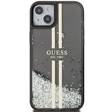 Guess Liquid Glitter Gold Stripes case til iPhone 15 Plus / 14 Plus - sort
