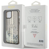 Guess Liquid Glitter Gold Stripes case til iPhone 15 Plus / 14 Plus - sort