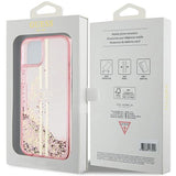 Guess Liquid Glitter Gold Stripes case til iPhone 15 Plus / 14 Plus - pink