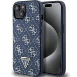 Guess 4G Triangle Metal Logo-hylster til iPhone 15 Plus / 14 Plus - blå