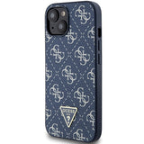 Guess 4G Triangle Metal Logo-hylster til iPhone 15 Plus / 14 Plus - blå