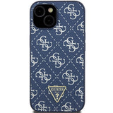 Guess 4G Triangle Metal Logo-hylster til iPhone 15 Plus / 14 Plus - blå