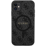 Guess GUHMN61G4GFRK iPhone 11 6.1" / Xr sort/sort hardcase 4G Collection læder Metal Logo MagSafe