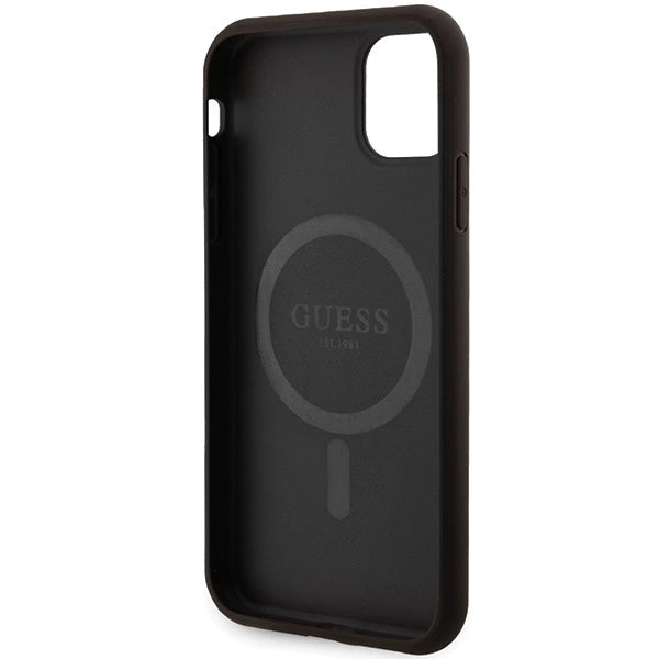 Guess GUHMN61G4GFRK iPhone 11 6.1" / Xr sort/sort hardcase 4G Collection læder Metal Logo MagSafe