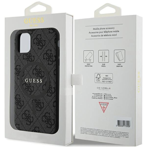 Guess GUHMN61G4GFRK iPhone 11 6.1" / Xr sort/sort hardcase 4G Collection læder Metal Logo MagSafe