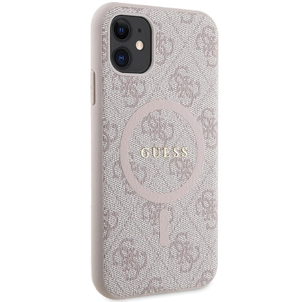 Guess GUHMN61G4GFRP iPhone 11 6.1" / Xr pink/pink hardcase 4G Collection læder Metal Logo MagSafe