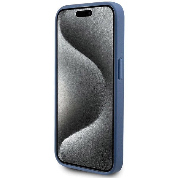 Guess 4G Collection lædermetall Logo MagSafe Case til iPhone 14 Pro - Blå