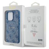 Guess 4G Collection lædermetall Logo MagSafe Case til iPhone 14 Pro - Blå