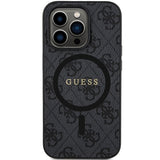 Guess 4G Collection Leather Metal Logo MagSafe Case for iPhone 15 Pro - Black
