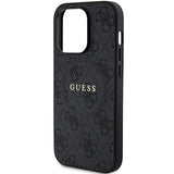 Guess 4G Collection Leather Metal Logo MagSafe Case for iPhone 15 Pro - Black