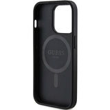 Guess 4G Collection Leather Metal Logo MagSafe Case for iPhone 15 Pro - Black
