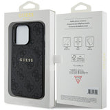 Guess 4G Collection Leather Metal Logo MagSafe Case for iPhone 15 Pro - Black