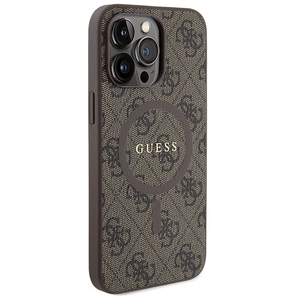 Guess GUHMP15LG4GFRW iPhone 15 Pro 6.1" brun/brun hardcase 4G Collection læder metal logo MagSafe