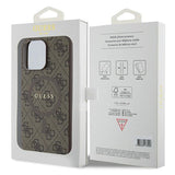 Guess GUHMP15LG4GFRW iPhone 15 Pro 6.1" brun/brun hardcase 4G Collection læder metal logo MagSafe
