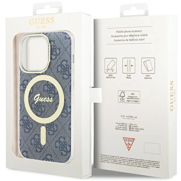 Guess IML 4G MagSafe-hylster til iPhone 15 Pro - blå