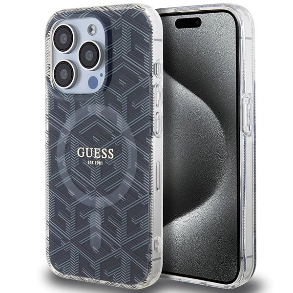 Guess IML GCube MagSafe-hylster til iPhone 15 Pro - sort