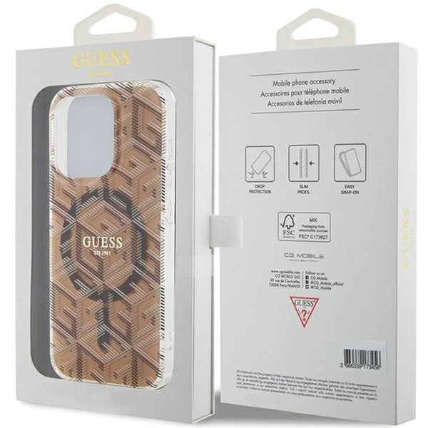 Guess IML GCube MagSafe-hylster til iPhone 15 Pro - brun