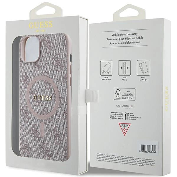 Guess 4G Collection MagSafe-foder for iPhone 15 Plus / 14 Plus - Pink