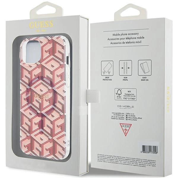 Guess IML GCube MagSafe-hylster til iPhone 15 Plus / 14 Plus - pink